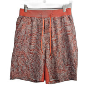 Men's Lululemon License to Train 9" Linerless Shorts Mens Medium Orange Pattern